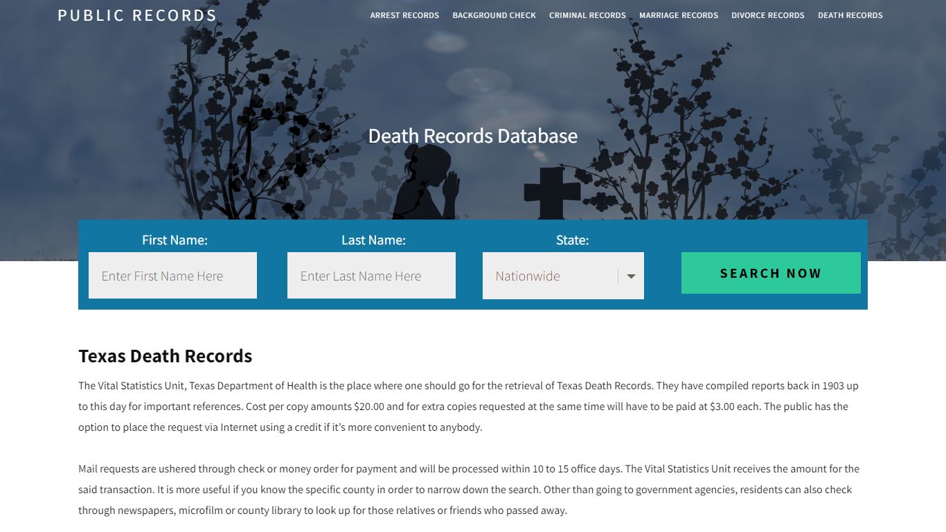 Texas Death Records | Enter Name and Search. 14Days Free